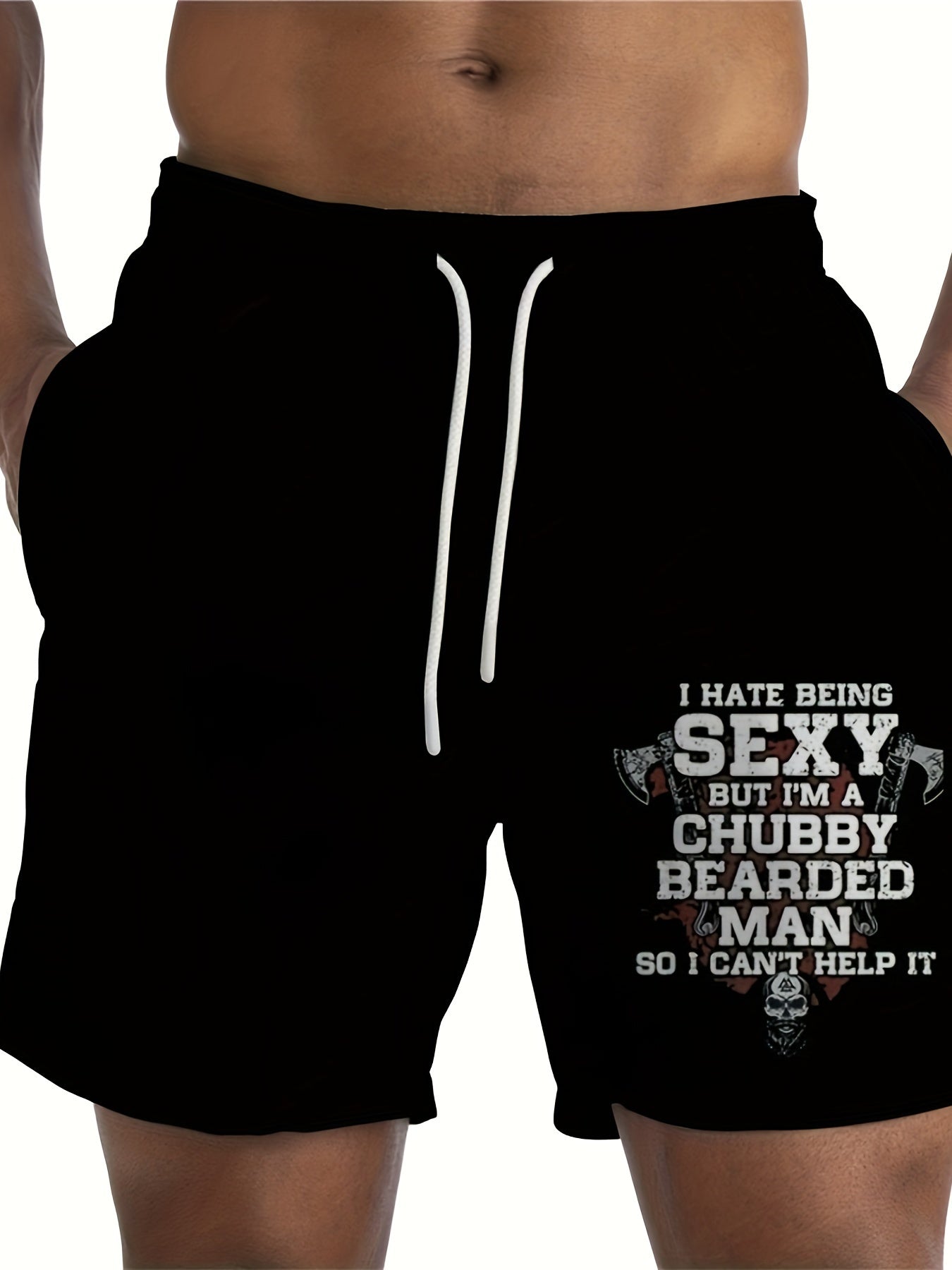 Men's Large Size Summer Beach Shorts Polyester Casual with Letter Print