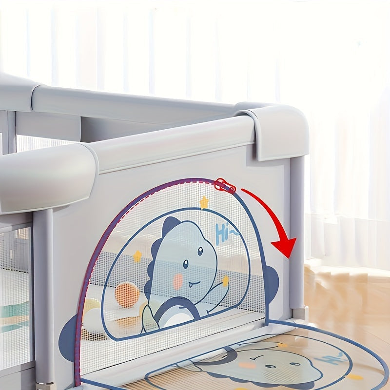 Large Indoor Outdoor Game Enclosure with Pull Handle Door Safety Guardrail and Anti-Slip Bases