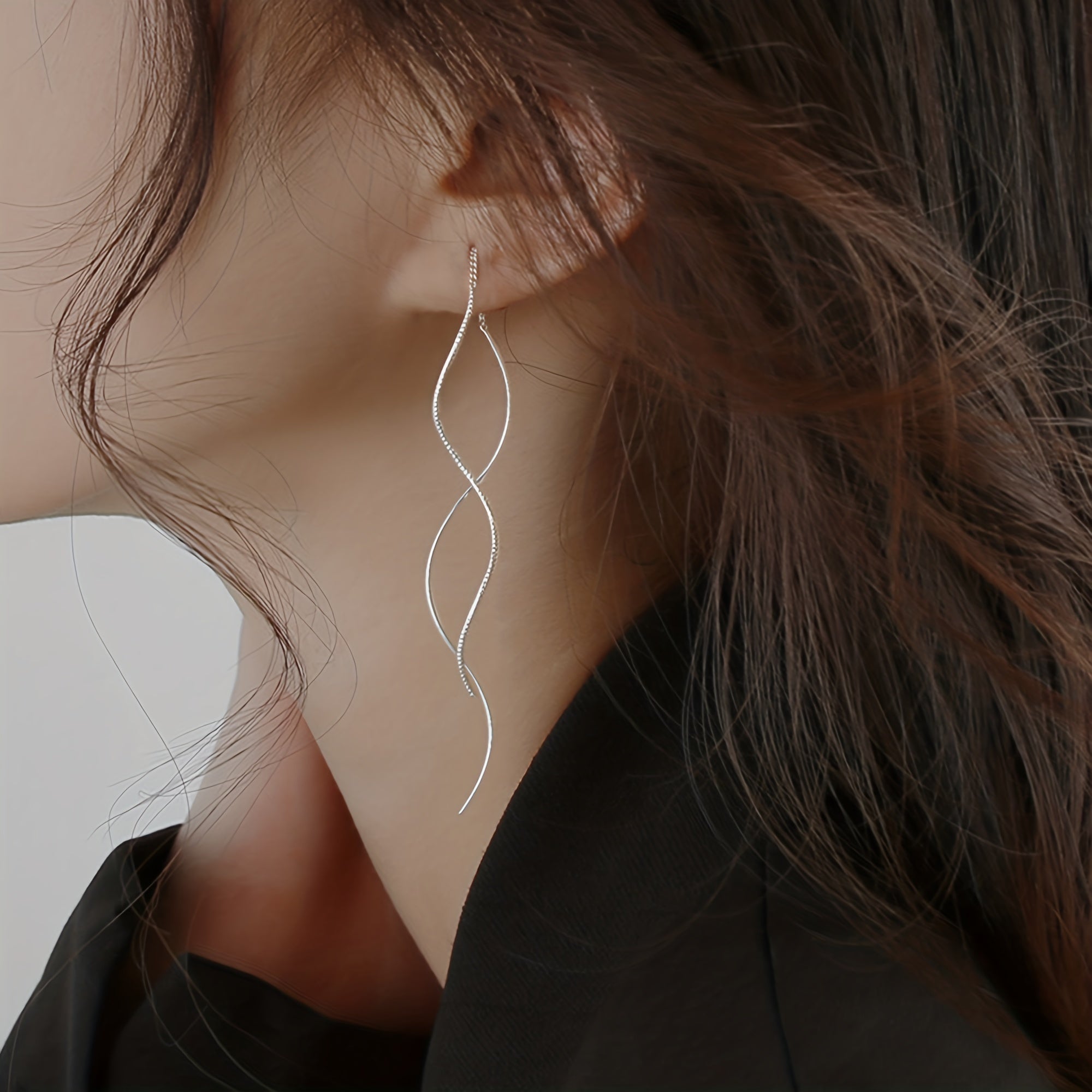 Ayollar uchun mis to‘lqinli osma sirg‘alar, uzun tassel, ko‘p maqsadli zargarlik buyumlari