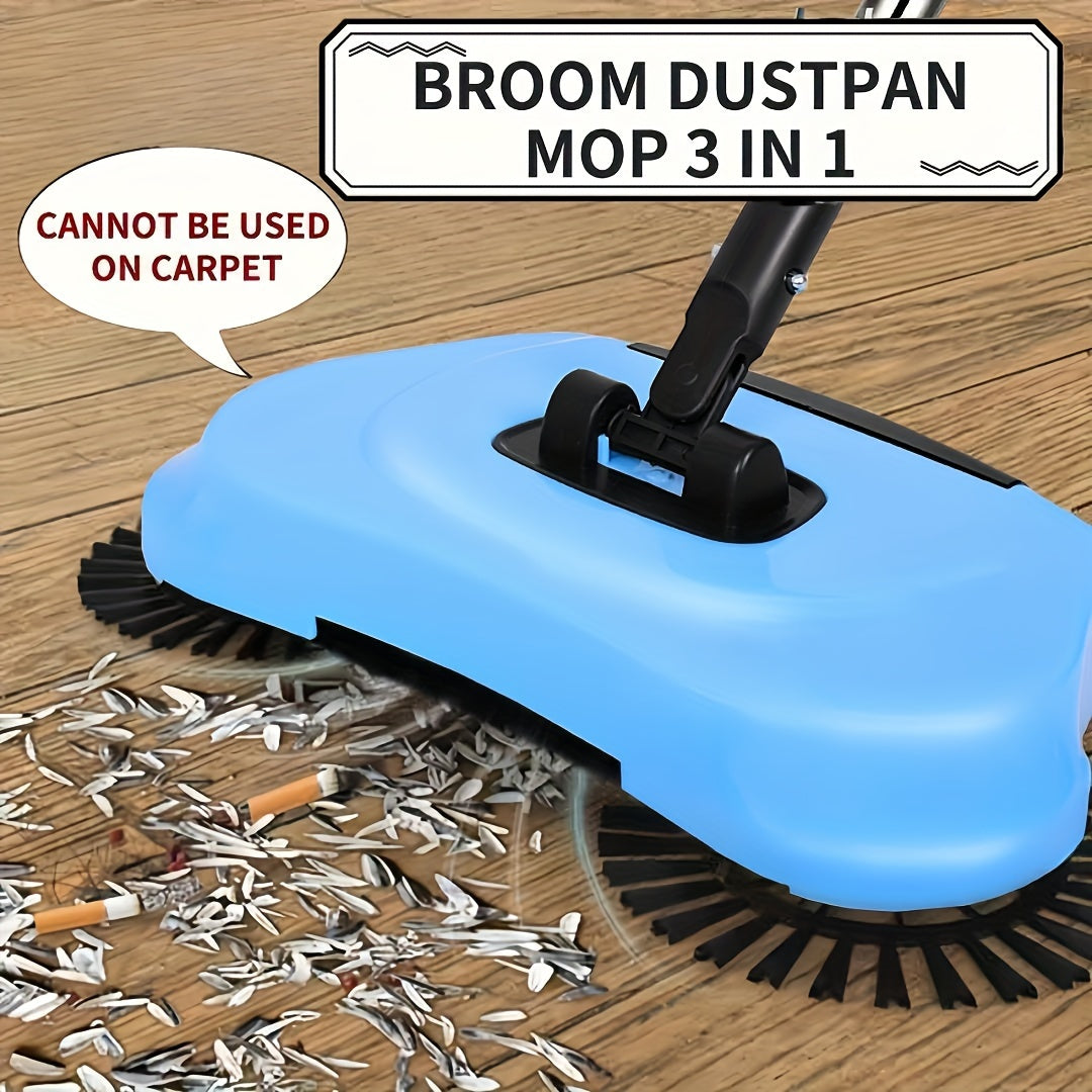 3-in-1 Manual Broom Dustpan Mop Set for Hard Floors Pet Hair Spills