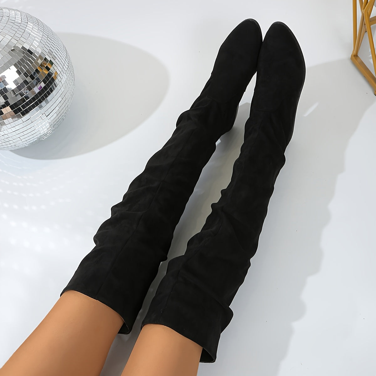 Women's Over-the-Knee Fashion Boots Leather Topstitched Versatile