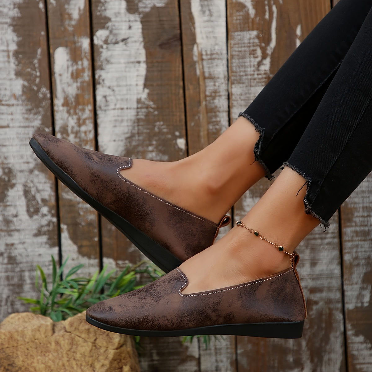 Women's Mary Jane Slip-On Shoes Faux Cover Breathable Fabric Rubber Sole