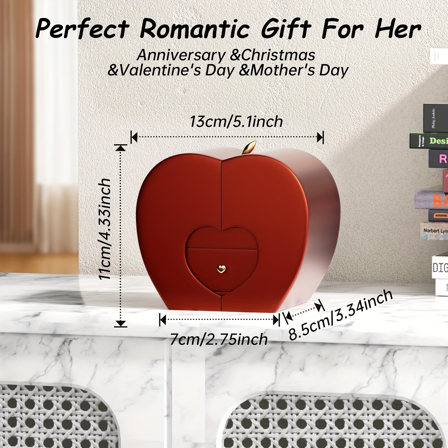 Snowflake Projection Necklace Jewelry Set with Red Rose Gift Box for Women