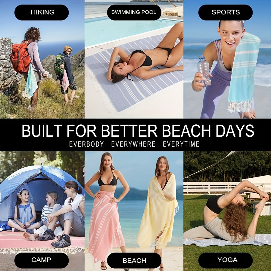 Большое турецкое пляжное полотенце в полоску, легкое, быстро сохнущее, подходит для бассейна, плавания, путешествий, кемпинга. Бохо стиль с высокой стойкостью цвета.