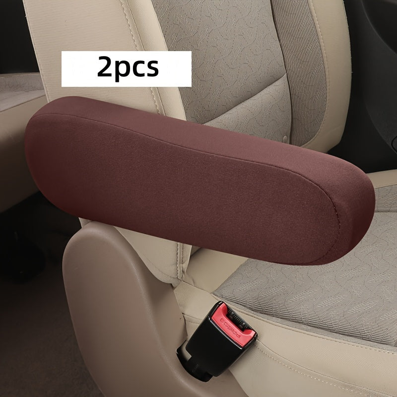 2pcs Elastic Polyester Car Seat Armrest Covers Washable Protective Sleeves