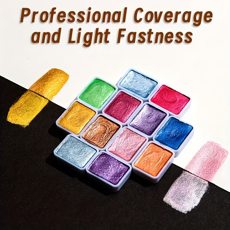 Mini O'rmon Suv Ranglari Rassomlik To'plami O'zgaruvchan Ranglar, Porloq Metallik, Qirra va Fantaziya O'rmon Uslubida.