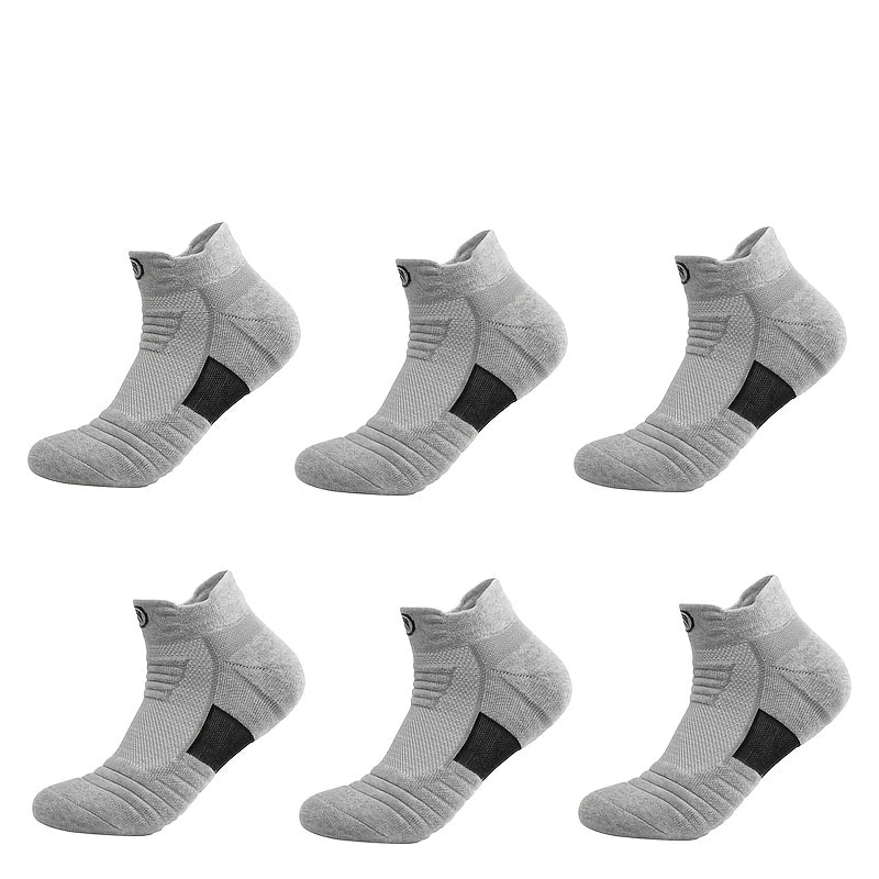 Men's Athletic Compression Socks 5 Pairs Breathable Sweat-Wicking Polyester Gray Black White