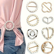 Elegant Alloy Heart-Shaped Brooch Pin with Faux Pearl and Rhinestones for Women