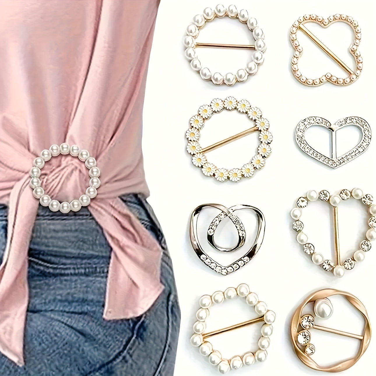 Elegant Alloy Heart-Shaped Brooch Pin with Faux Pearl and Rhinestones for Women