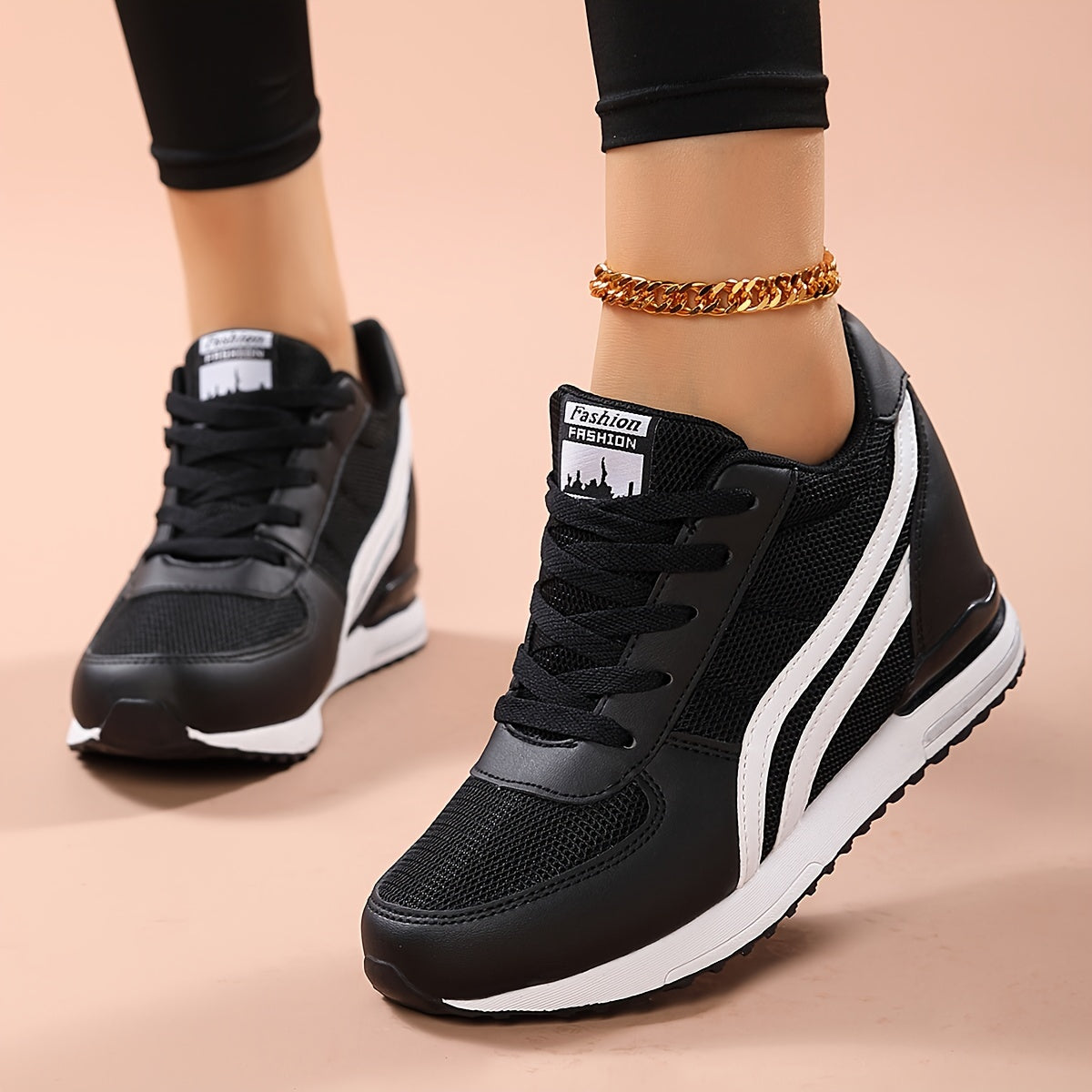 Zapatillas de malla para mujer con elevación en la plantilla interior, de caña baja, para todas las estaciones