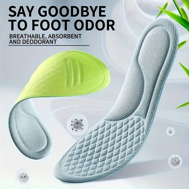 Unisex Memory Foam Insoles Odor-Removing Shock Absorbing for Sports Casual