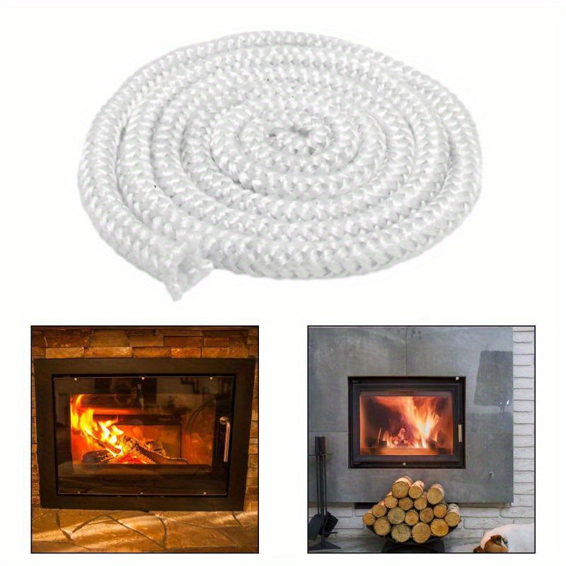 High-Temperature Resistant Fiberglass Fireplace Seal Rope 14mm x 2m White Gasket for Wood Stove Doors