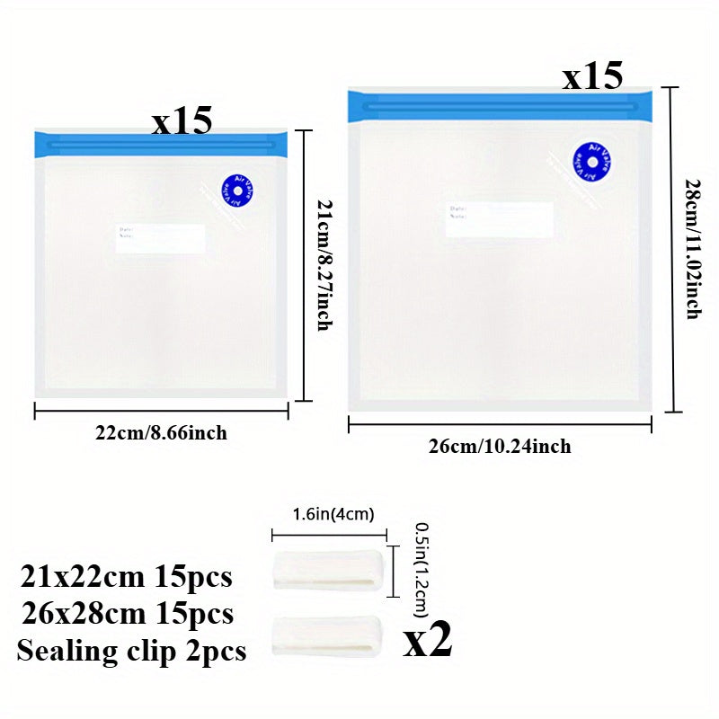 30 мешков для хранения продуктов из ПВХ без BPA, пищевого класса, вакуумных, идеально подходят для сохранения продуктов, приготовления и хранения мяса, фруктов и овощей