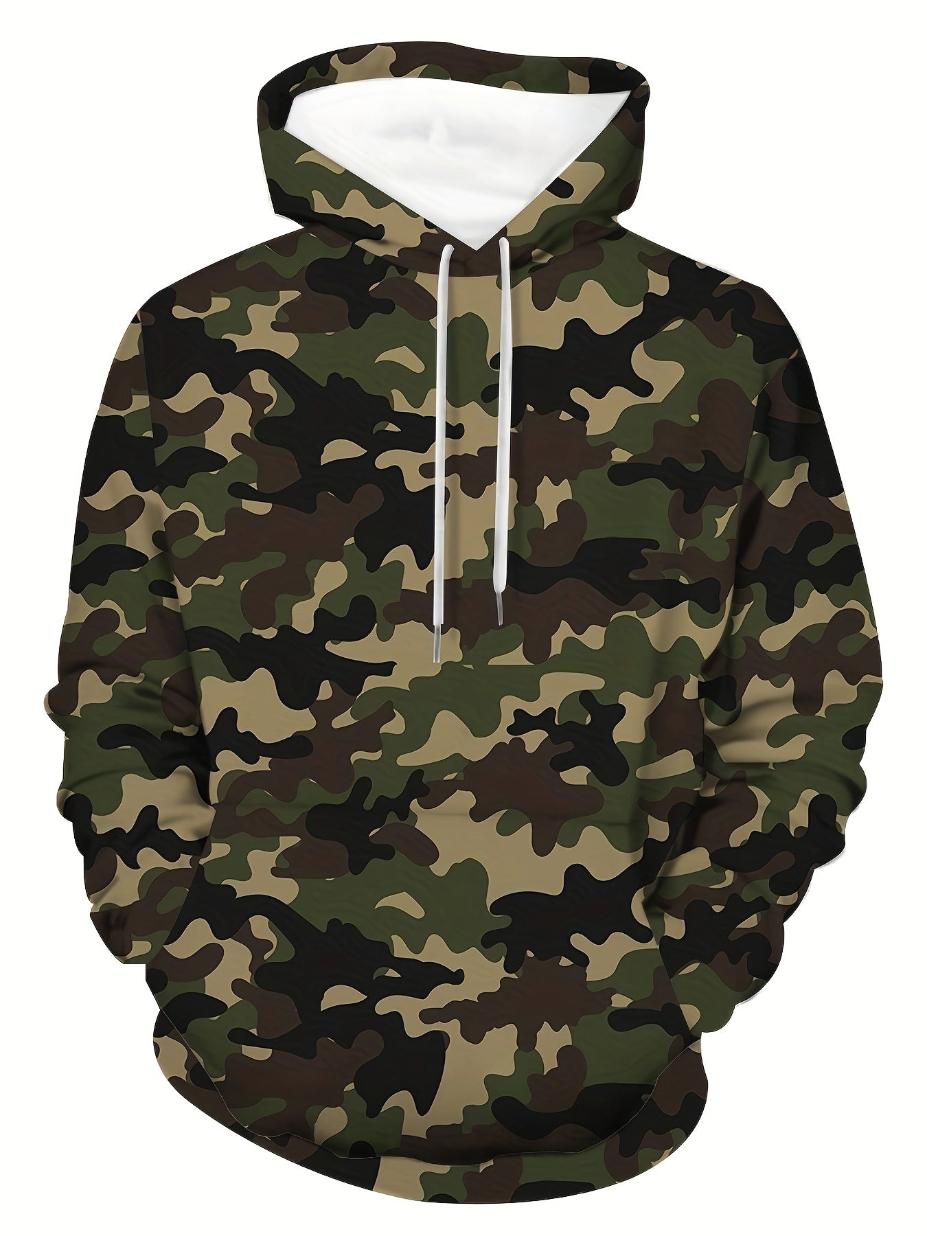Plus Size Camouflage Graphic Hoodie for Men Long Sleeve Casual Outdoor