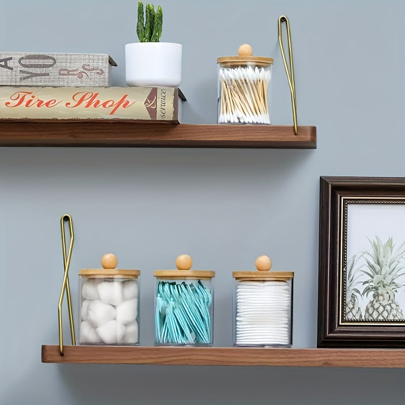 Clear Plastic Cosmetic Organizer with Bamboo Lid for Qtips Makeup Storage