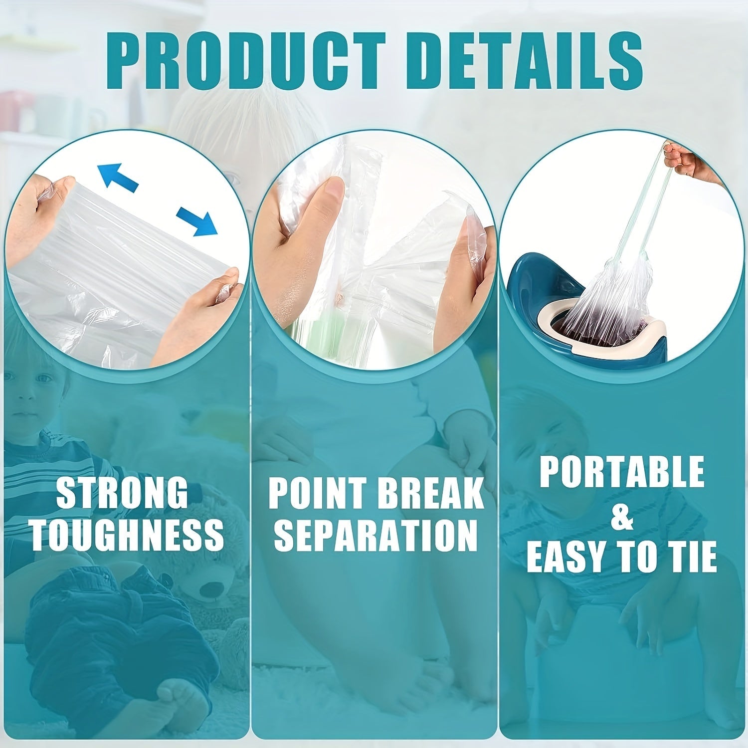 Potty Chair Liners Disposable Cleaning Bags 100 Pack 44x24 cm for Kids