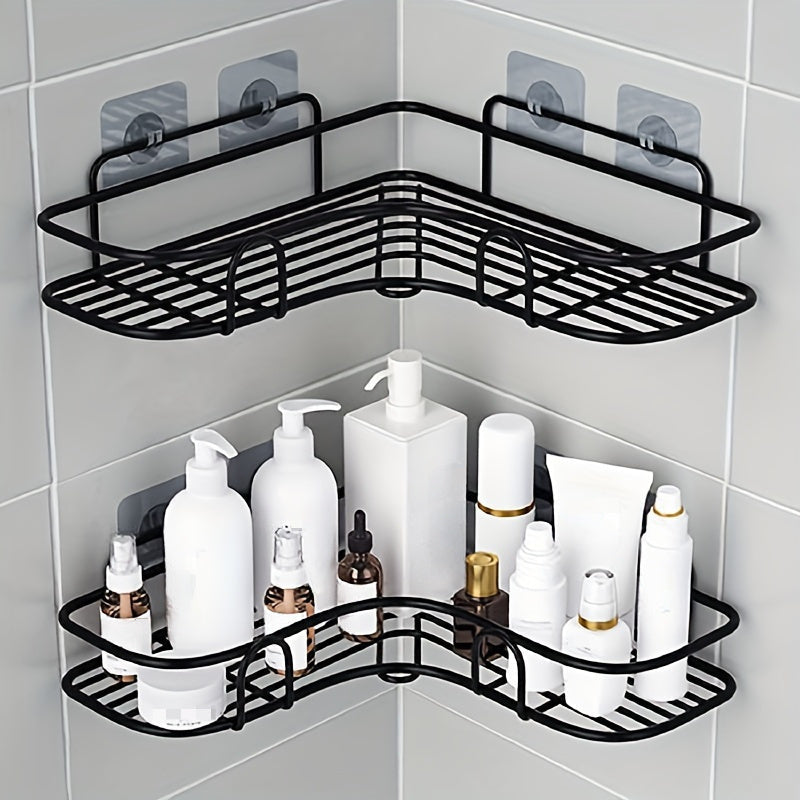 Wall-Mounted Bathroom Storage Cabinet No-Drill Corner Rack with Shelves