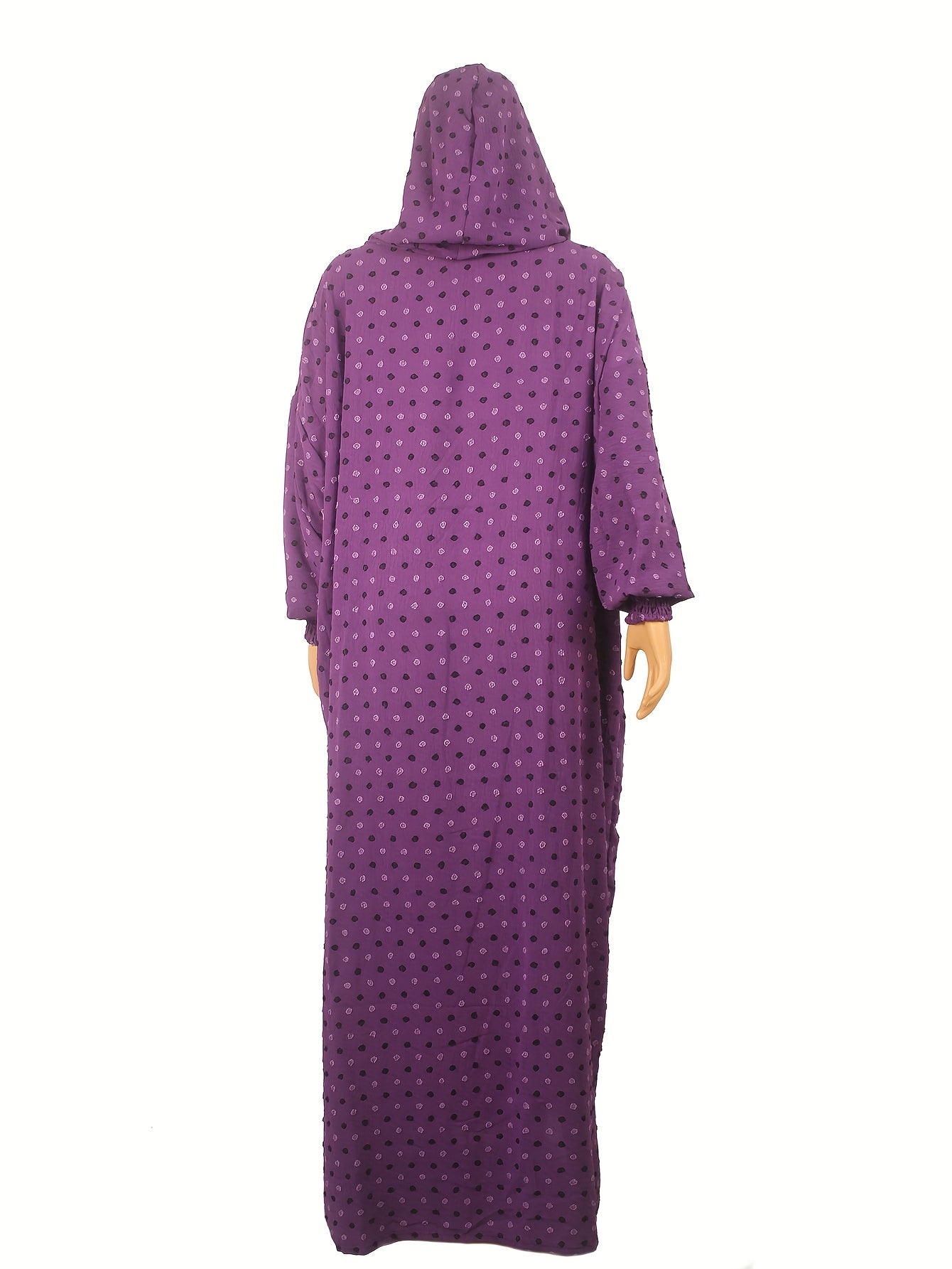 Plus o'lchamli polka nuqta abaya erkin fit lanterna qo'lqopli kundalik kiyim