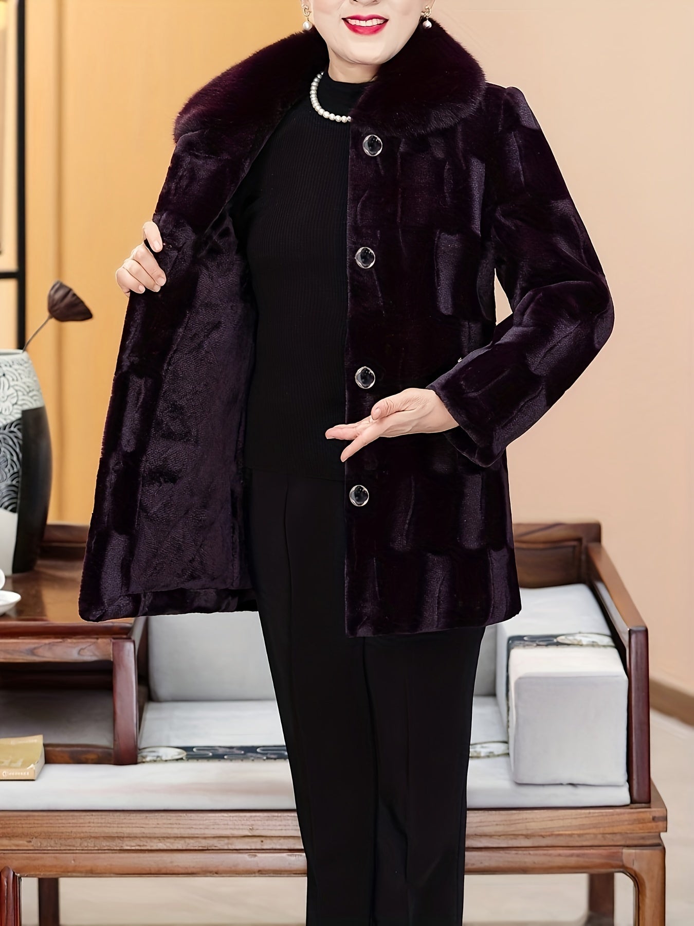 Плюс сайз искусственный мех Тедди пальто для женщин, длинный рукав, зимняя верхняя одежда