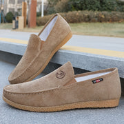 Mocasines beige para hombre de pana con forro de malla transpirable y suela antideslizante para uso exterior y casual