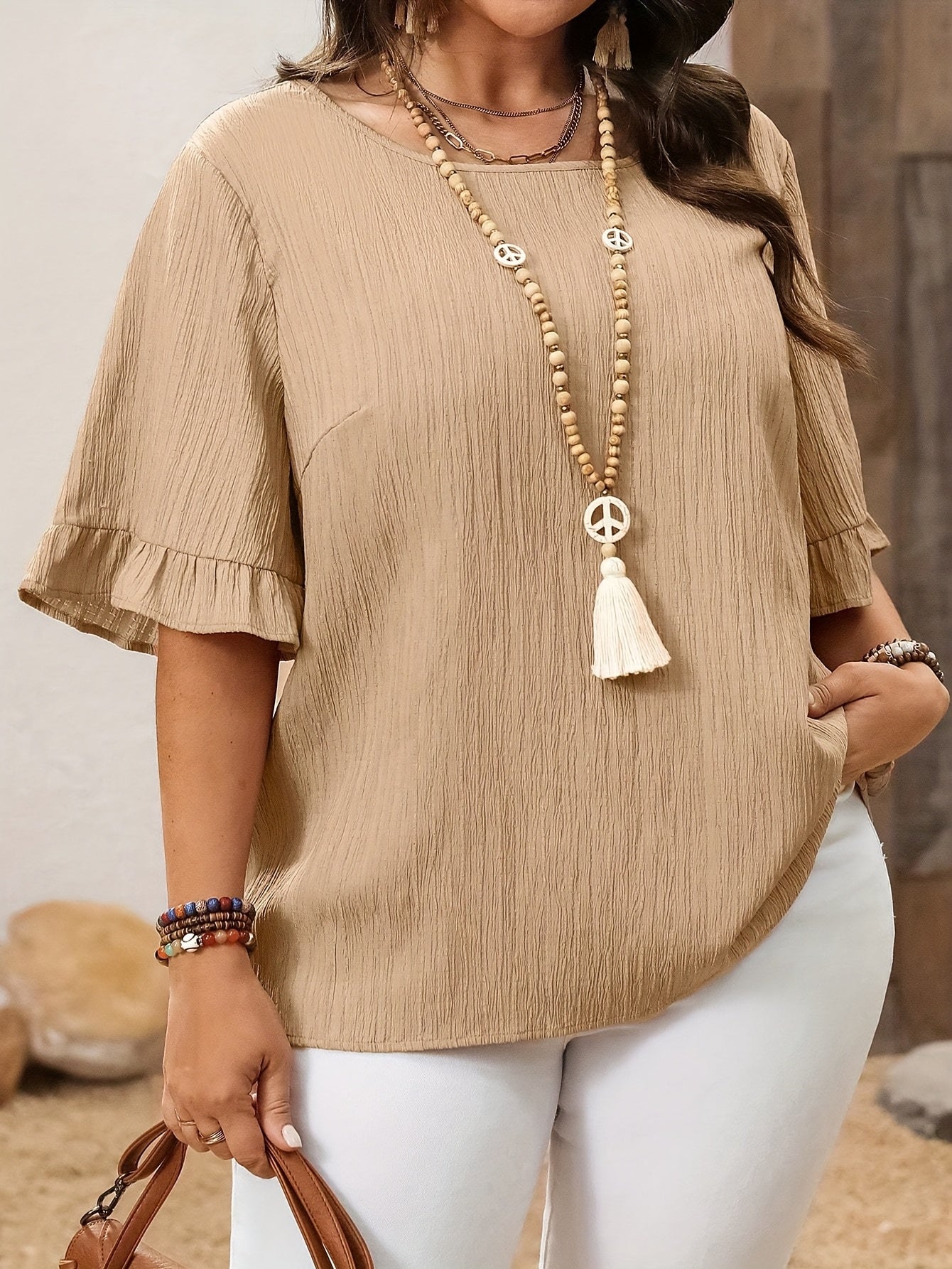 Plus o'lcham ayollar uchun kundalik kofta, qisqa qo'l, yengil, bir xil rangli top