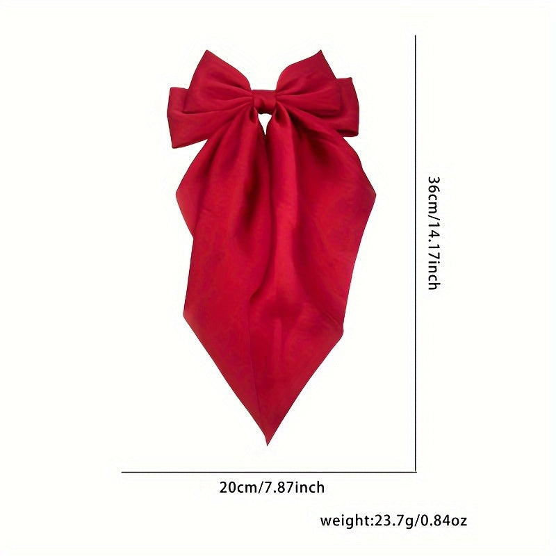 Set of 4 Women's Satin Bow Hair Clips for Casual and Vacation Wear