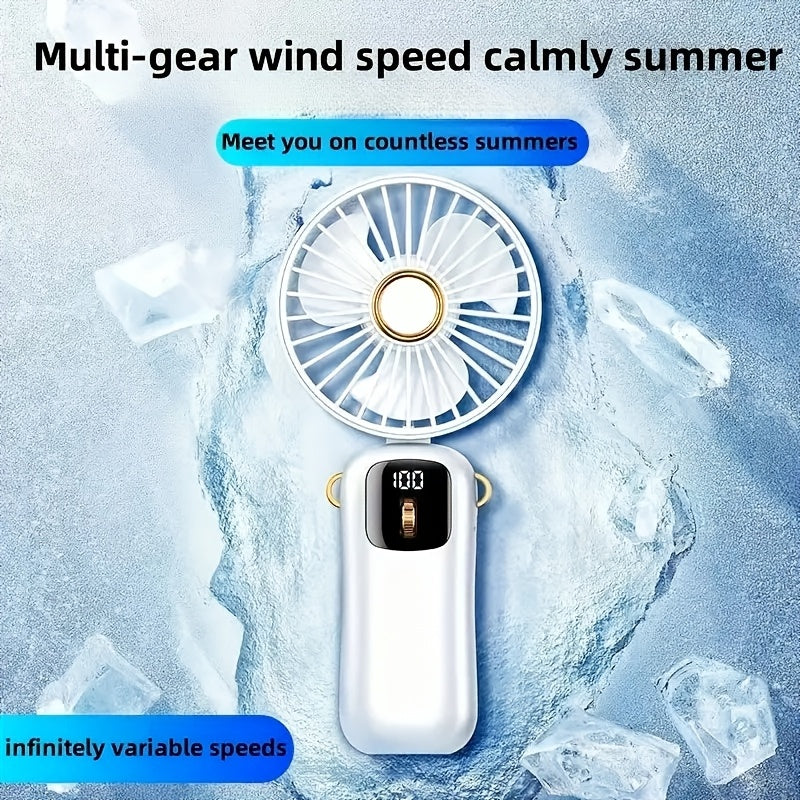 Portable Handheld Fan USB Rechargeable Multi-Speed Wearable for Outdoor Office Travel