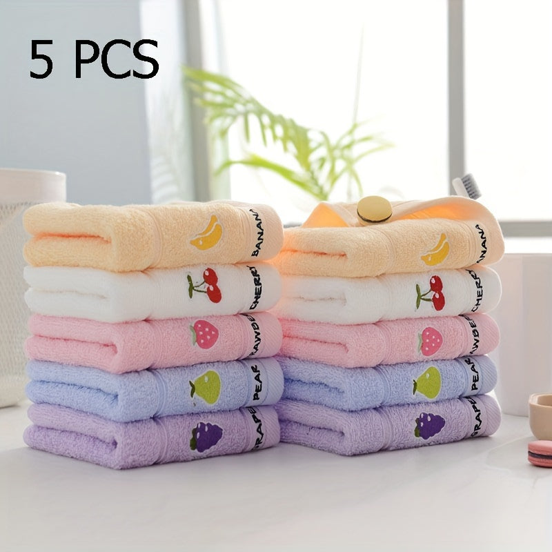 Cotton Face Towels with Fruit Embroidery Absorbent Quick-Drying for Daily Use