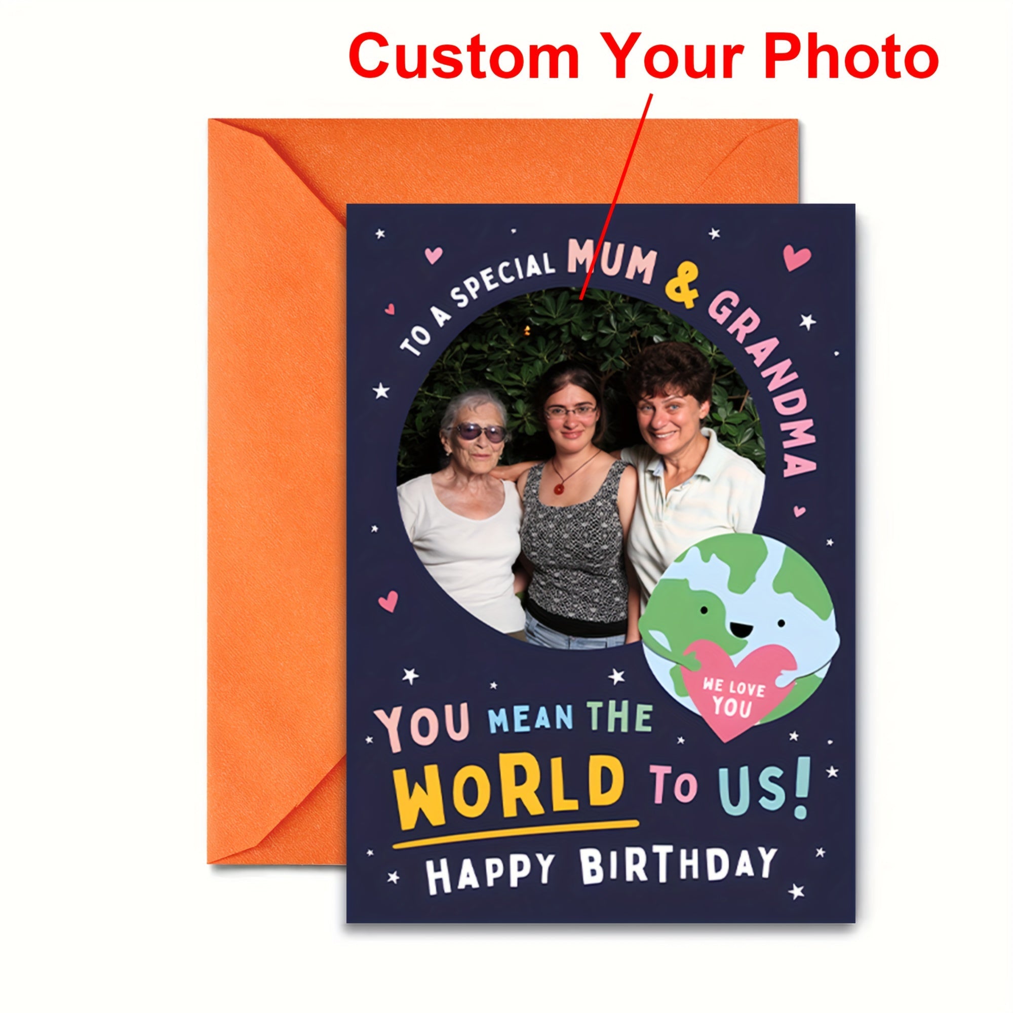 Happy Birthday Mum Thank You Card Personalized Photo Greeting Card for Mother