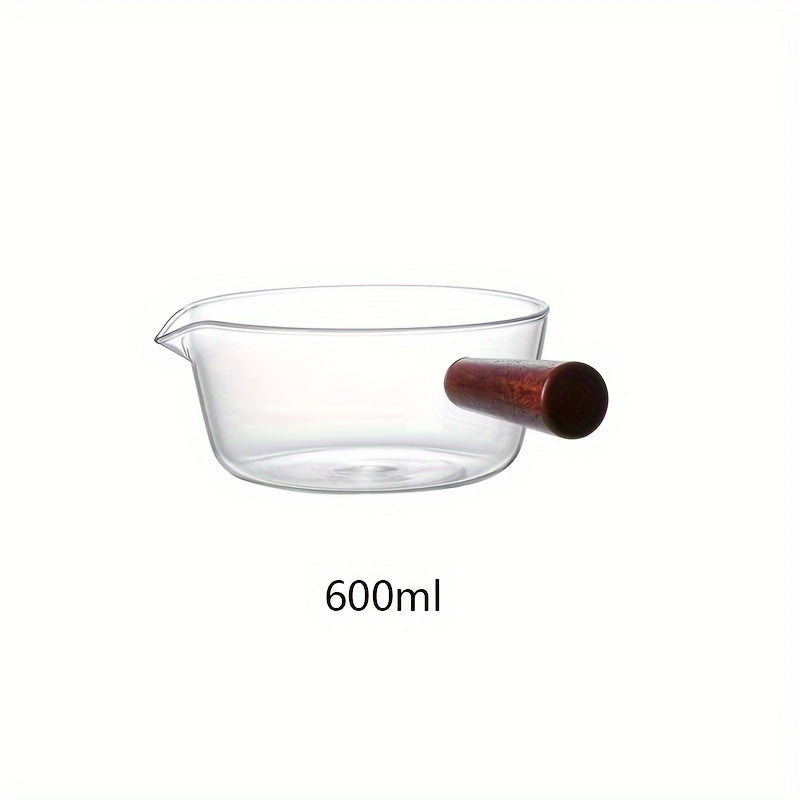 Cookware Set with Redwood Handles 600ml and 400ml Glass Pots for Soup and Desserts