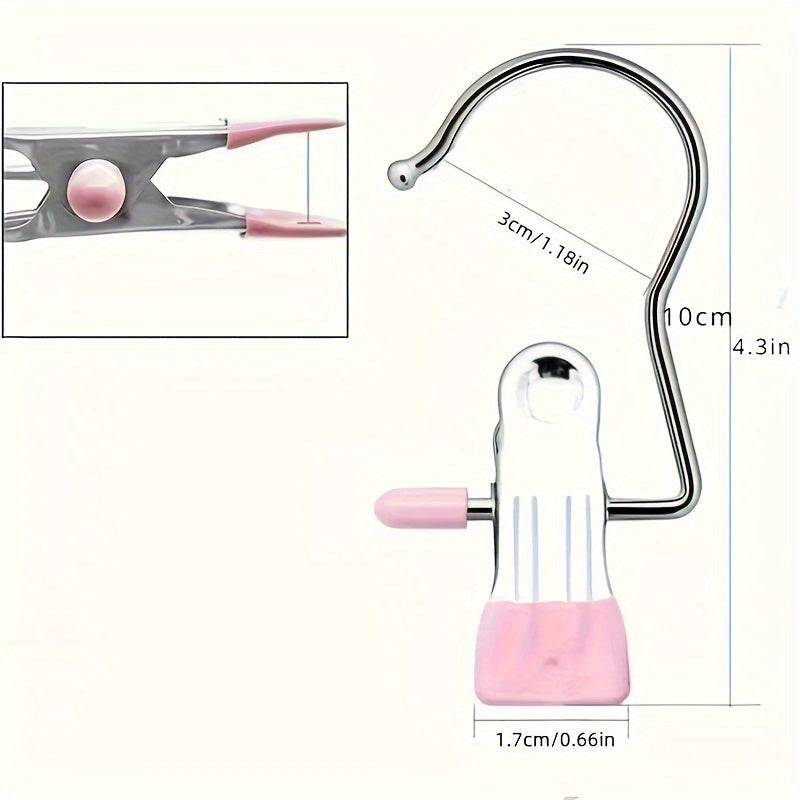 Stainless Steel Laundry Clips Pack of 10 or 20 with Hooks for Hanging Clothes and Organizing