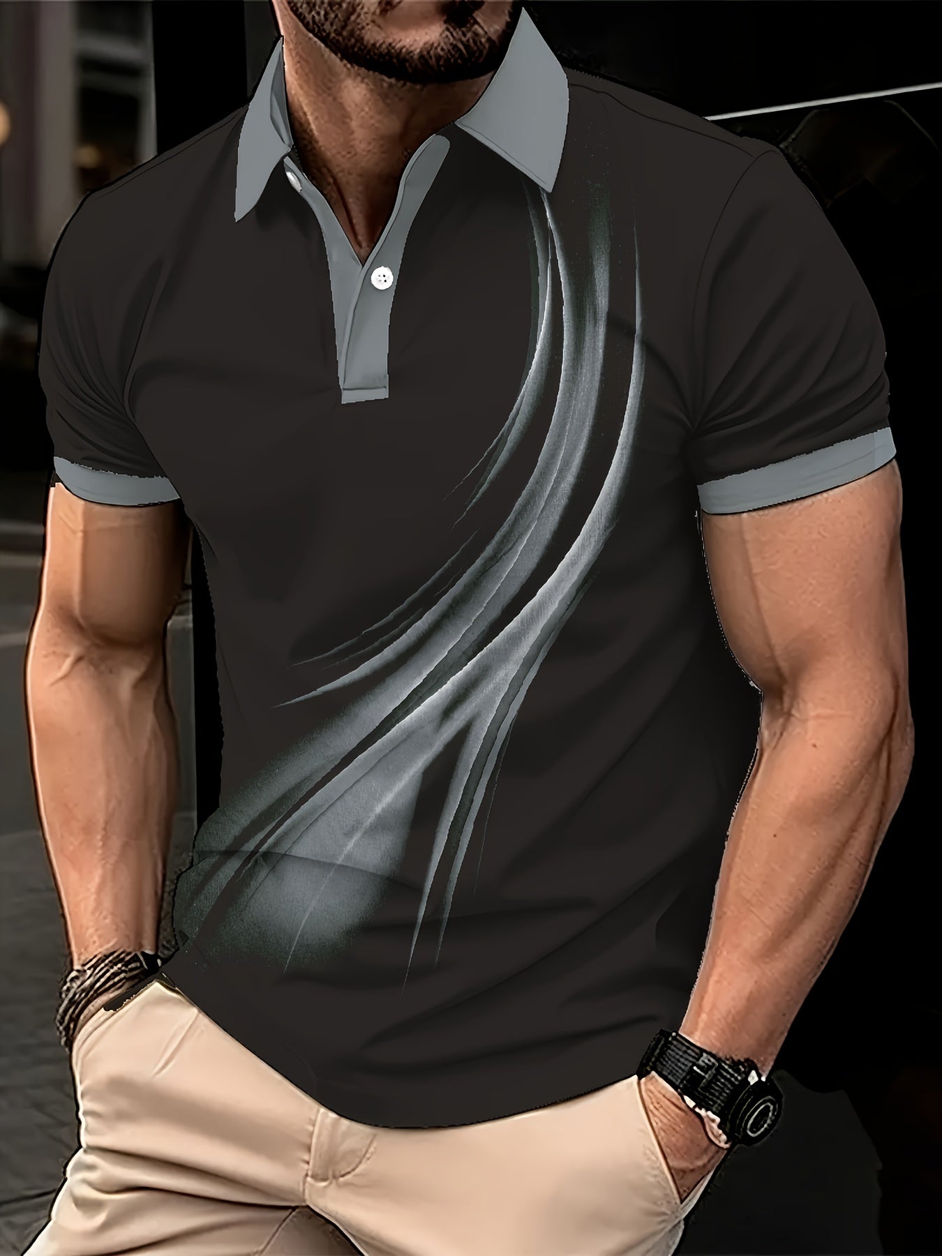 Plus Size Men's Short Sleeve Geometric Print Shirt for Summer Casual Wear