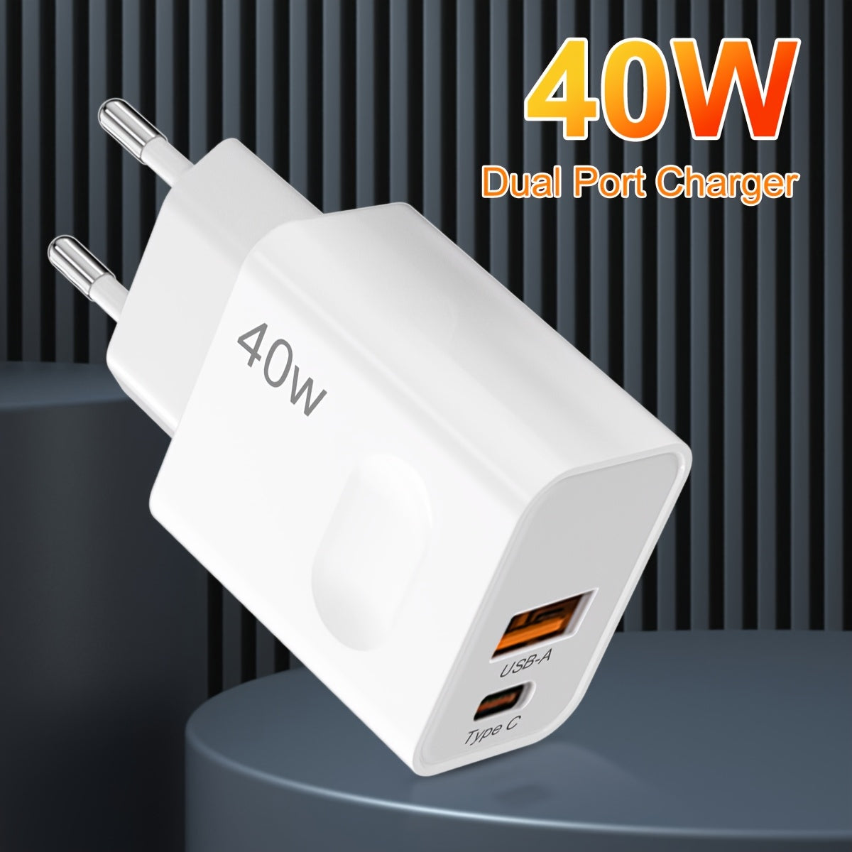 40W USB-C Wall Charger Dual Port Fast Charging Adapter for iPhone iPad Samsung