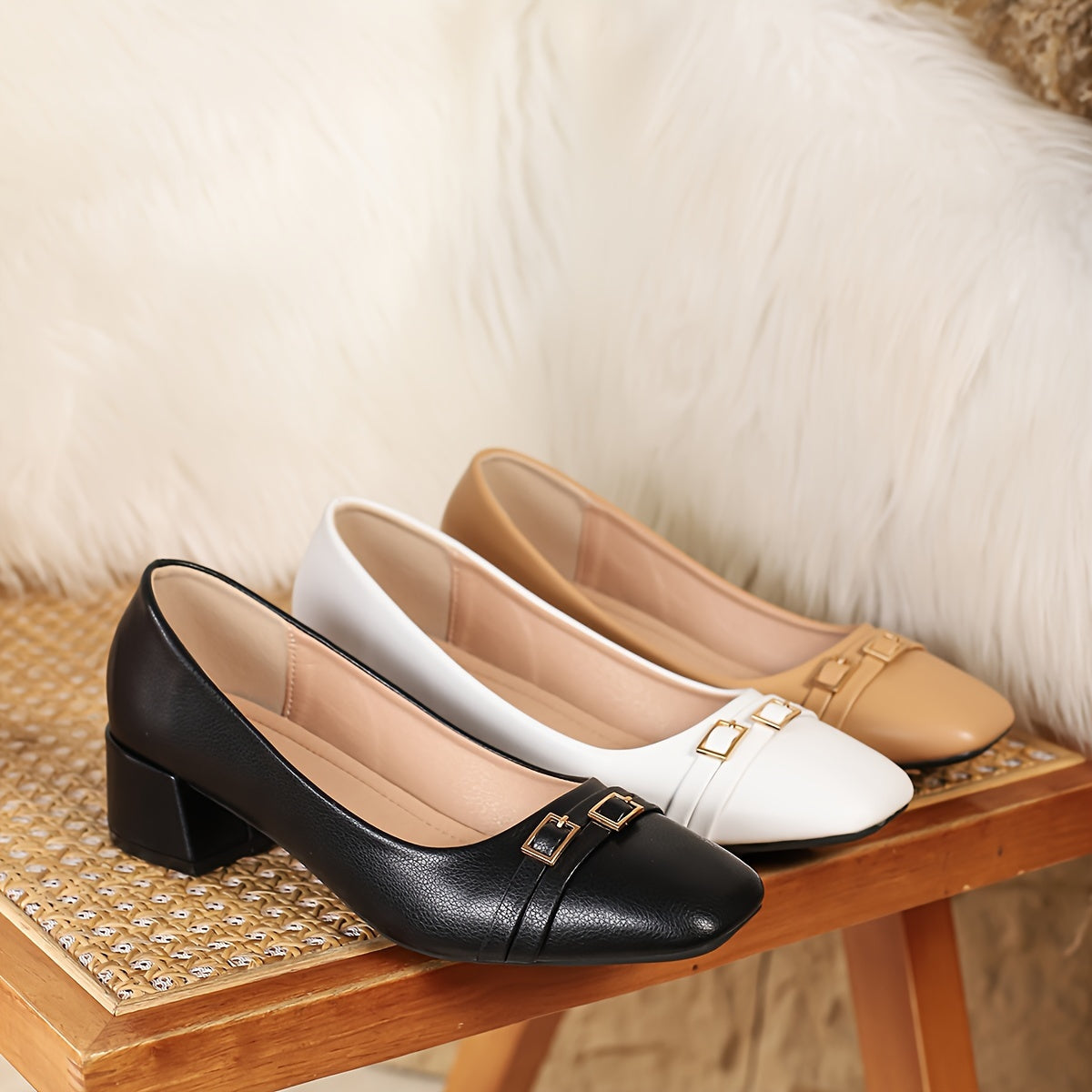 Women's Large Size Simple Leather Heel Shoes for Casual or Formal Wear