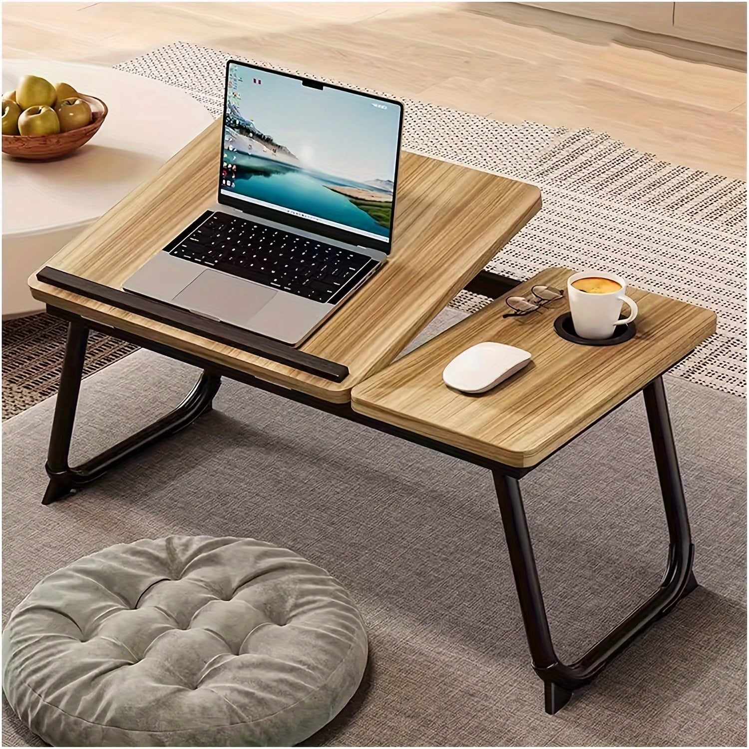 Mesa de cama para portátil plegable con portavasos, multiusos, para sofá, sofá, escritorio, bandeja para desayuno