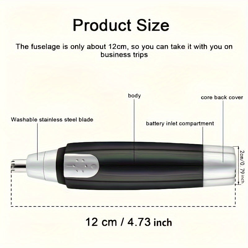 Men Women Electric Ear Nose Hair Trimmer 2-in-1 Battery Powered Interchangeable Heads