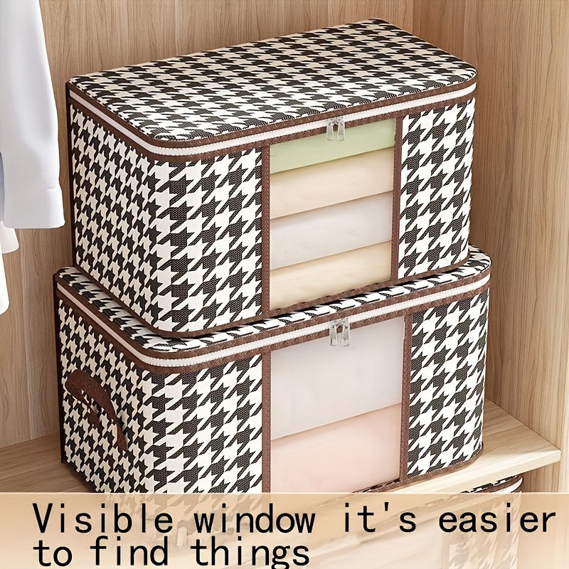 Zarif houndstooth naqshidagi kiyimlar uchun quti, changdan himoyalangan, ko'p maqsadli kiyimlar konteyneri