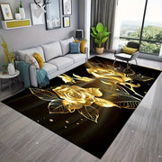 Floral 3D Print Flannel Area Rug Non-Slip Easy to Clean for Kitchen Living Room Bedroom