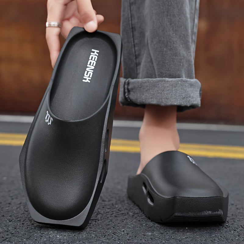 Men's EVA Slides with Alphabet Print Non-slip Thick Sole Indoor Outdoor Casual Sandals for Spring Summer Autumn