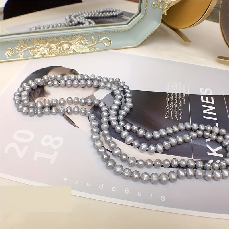 Natural Luster Beaded Necklace for Women 7-8mm Stylish Versatile Jewelry