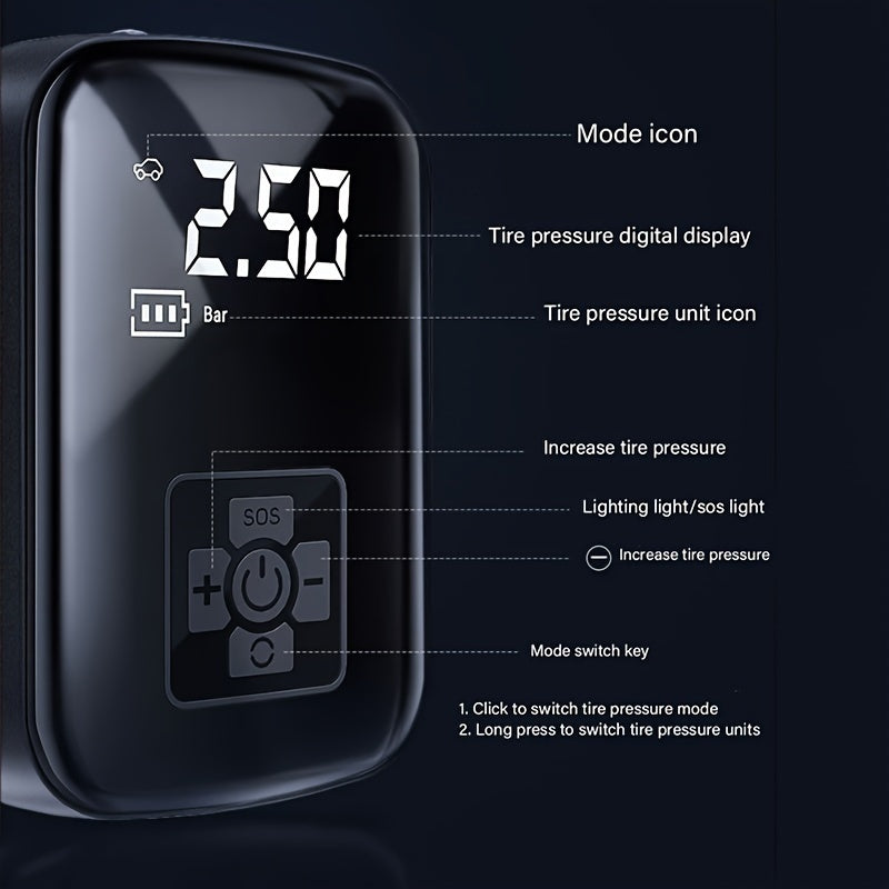 Компактный беспроводной воздушный компрессор для автомобильных шин и надувных мячей