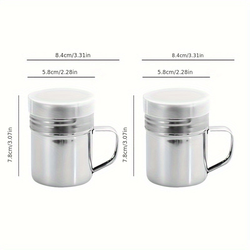 Ko'p maqsadli zanglamas po'latdan yasalgan ziravorlar idishi, tutqichi va qopqog'i bilan, uylar, kafelar va restoranlarda shakar, dolchin, murch, tuz va ziravorlarni saqlash uchun mukammal.