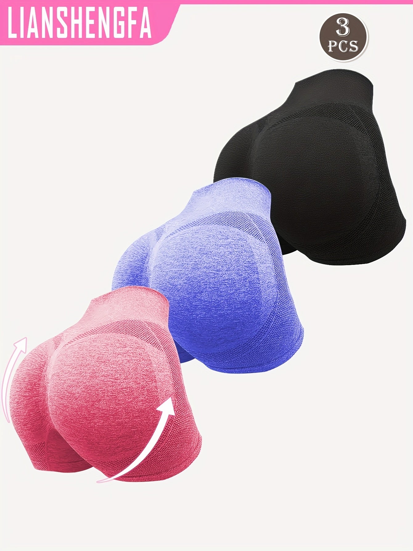 Women’s High Waist Seamless Shaping Shorts 3 Pack Butt Lift Fitness Underwear