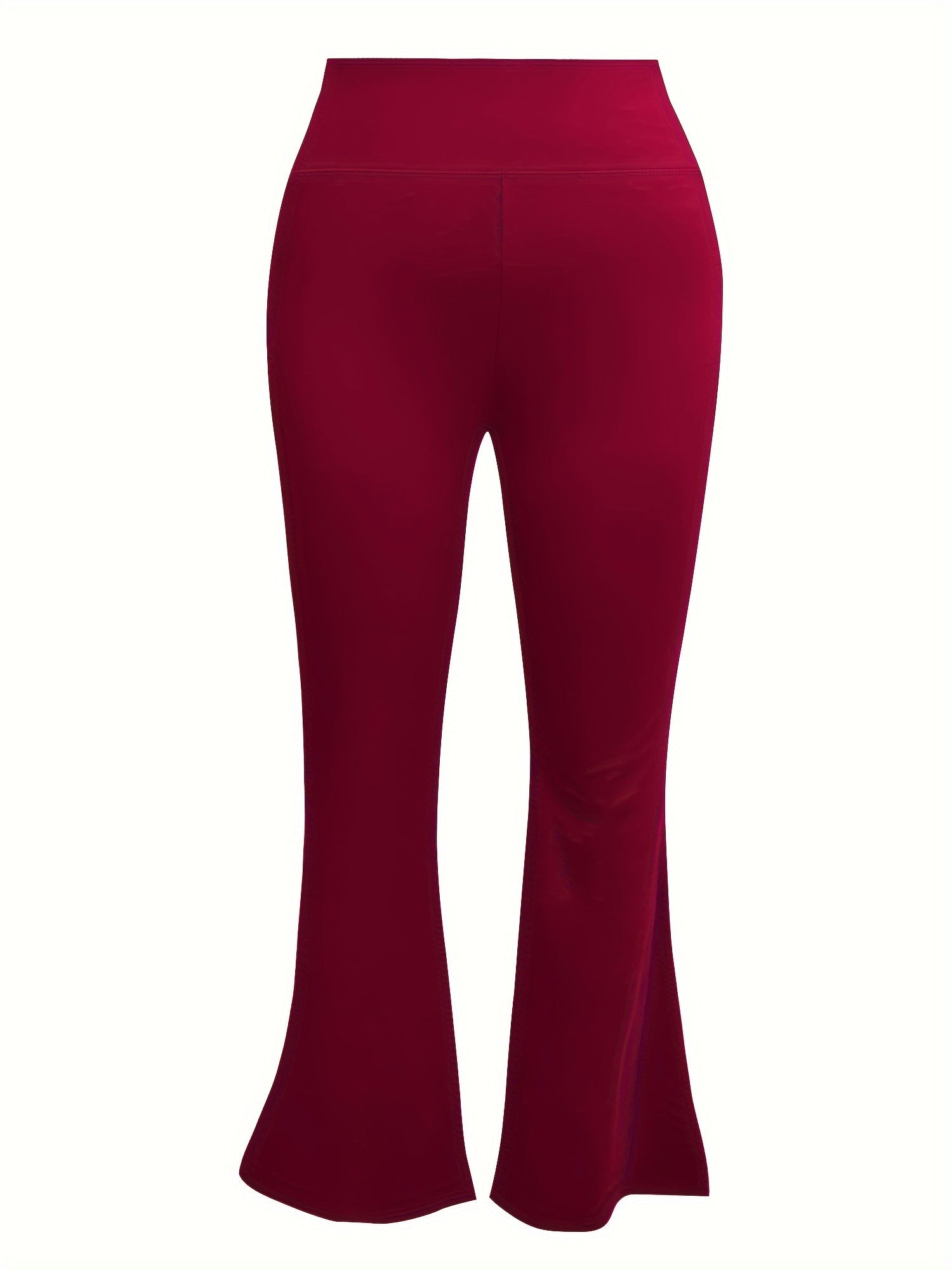 Women Stretchy High-Waist Flare Pants 3-Pack Tummy Control Black Red Navy