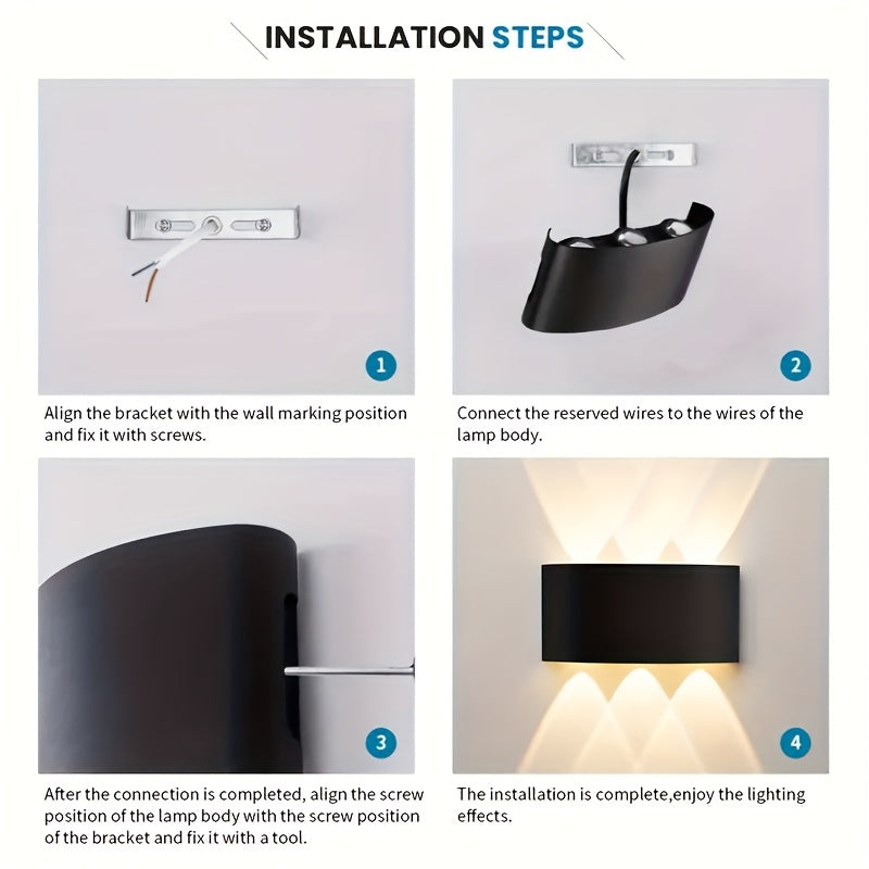 Aplique de pared LED para exteriores con luz cálida, montaje semi empotrado, plástico