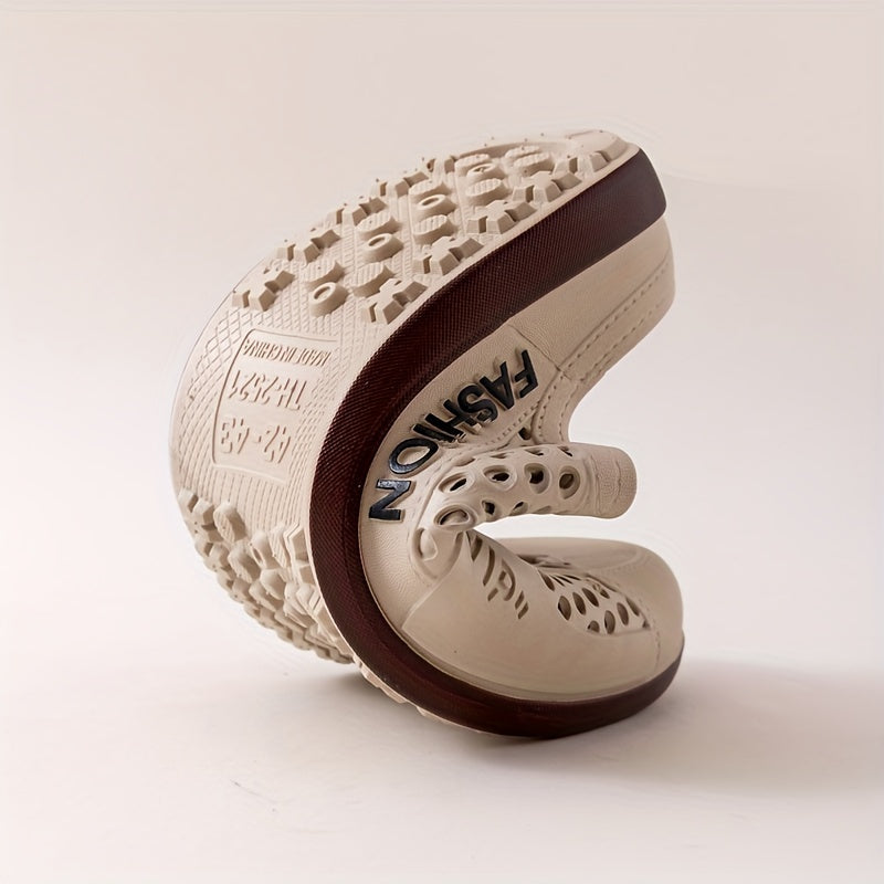 Sandalias slip-on de PVC para hombre con diseño antideslizante y sin dedos, y estampado de letras