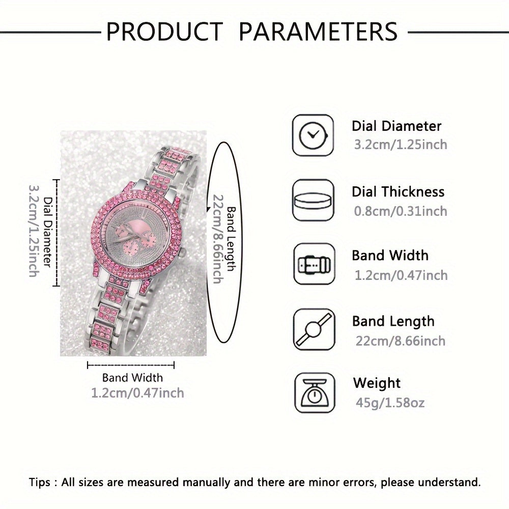 Women's Jewelry Set Quartz Watch Cross Pendant Necklace Bracelet Gift for Mom Girlfriend