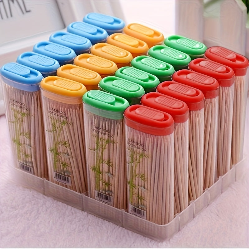 Portable Bamboo Toothpick Dispenser with Disposable Toothpicks