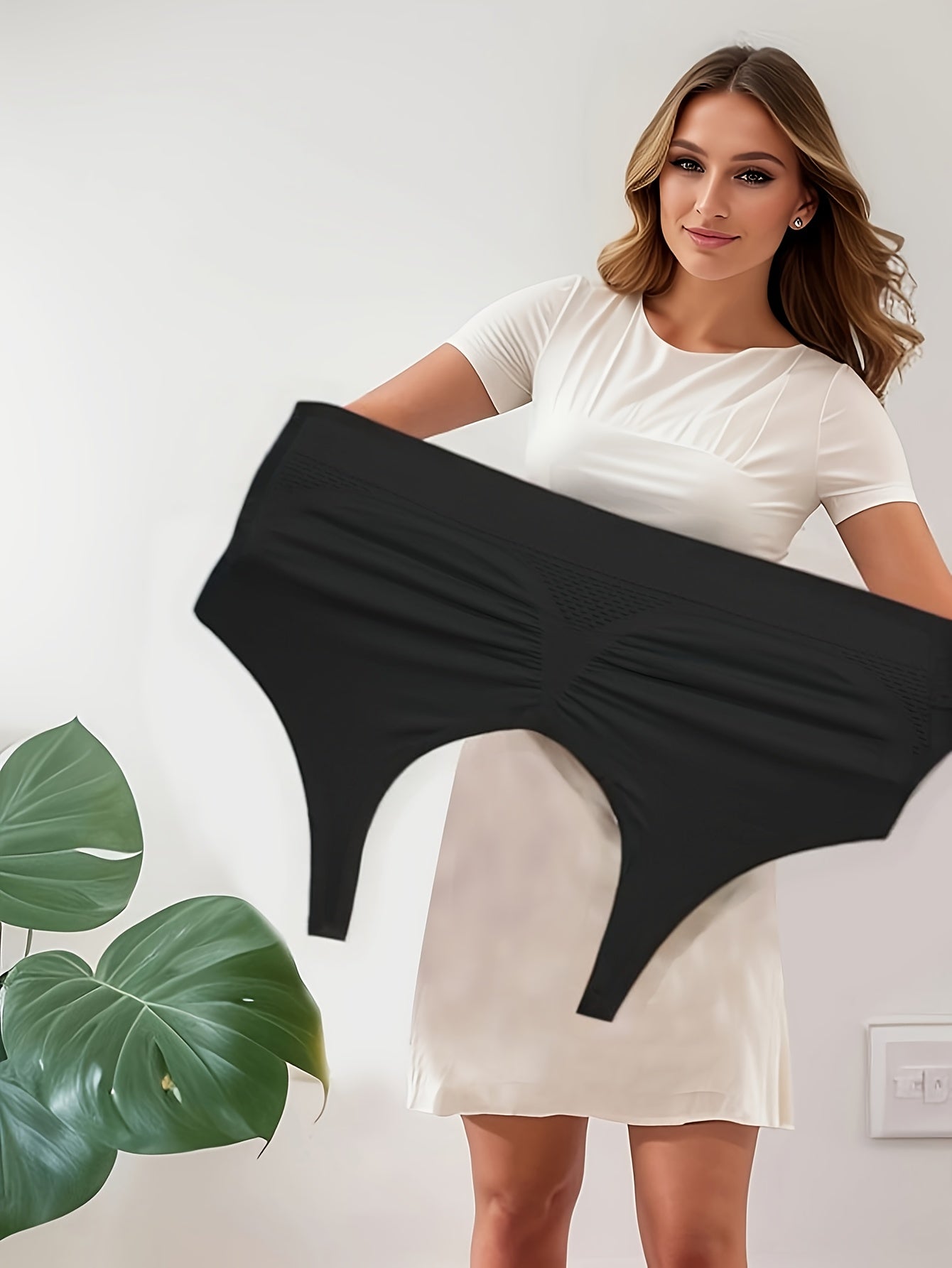 Women's Plus Size Seamless High-Waisted Workout Shorts Black