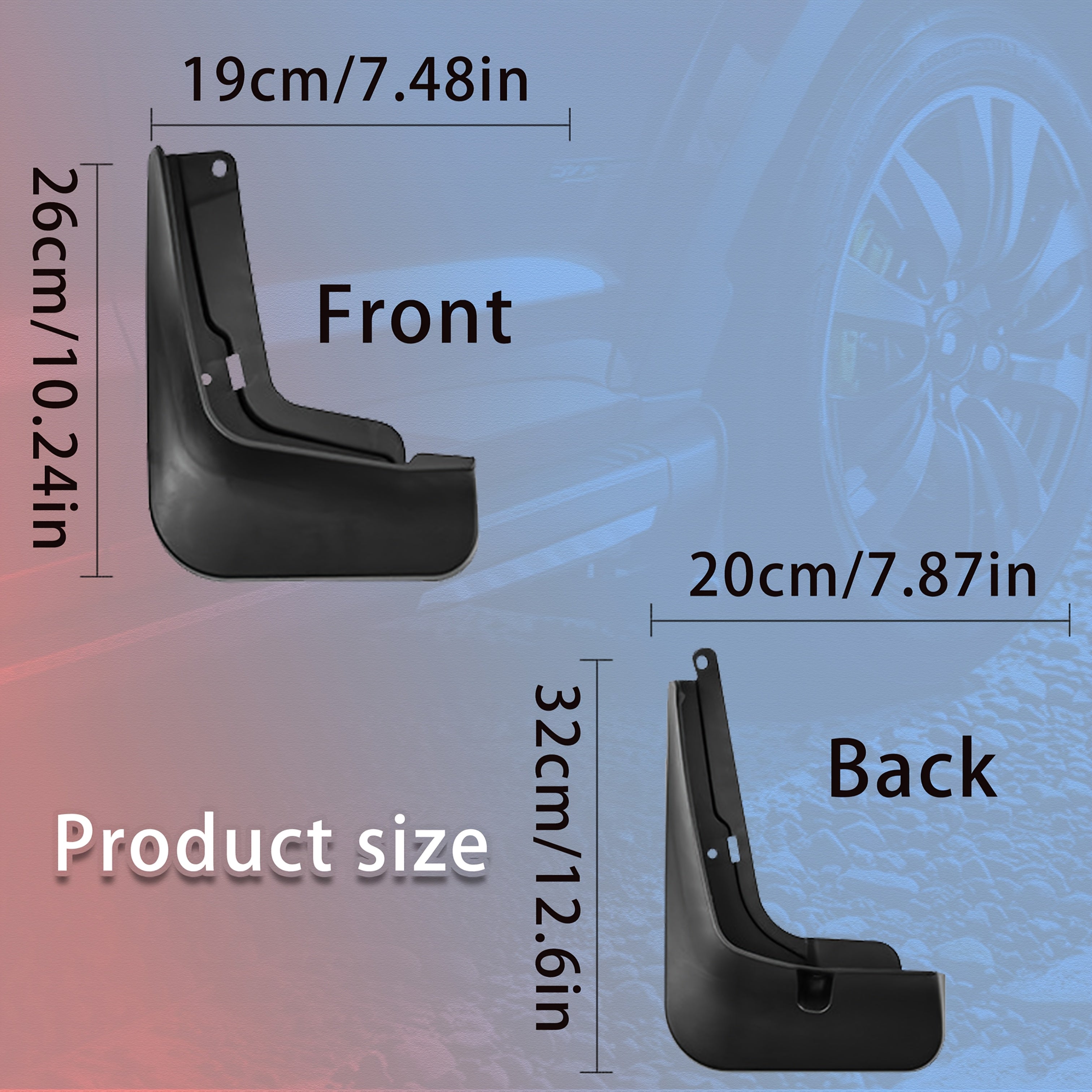 Car Mud Flaps Set Durable Stainless Steel Fender Mud Guards Front Rear Wheel
